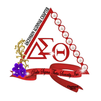 Delta Sigma Theta Sorority logo with pearls and flowers.