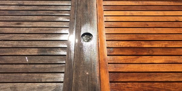 A look at our teak restoration process. Like night and day.
