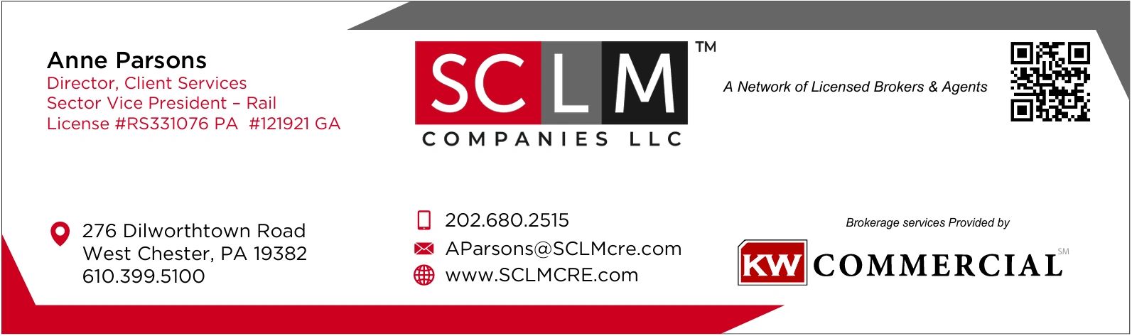 Business card for Anne Parsons at SCLM Companies LLC, commercial brokerage.