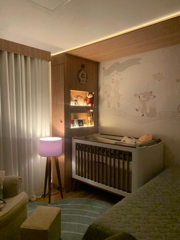 Quarto de bebê
Iluminação indireta
Dimer
Decoração 
Papel de parede
Tapete 