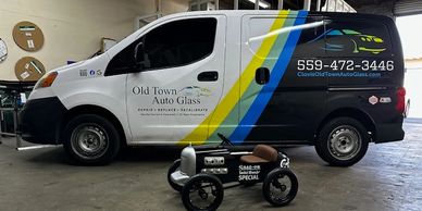 Picture of the Old Town Auto Glass mobile Van.
