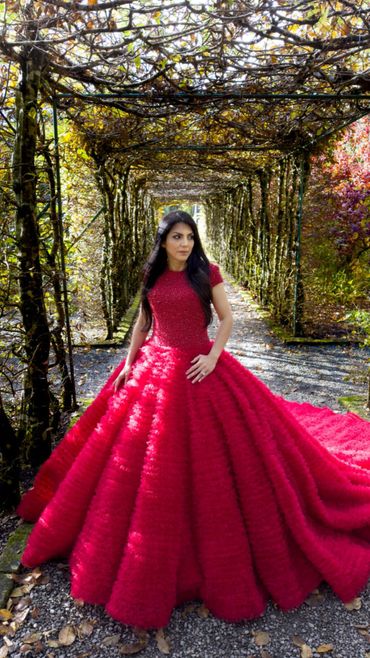 Exquisite Red Ball Gown for Natalia at Ashford Castle, Ireland Photo Shoot By Bradford Rowley