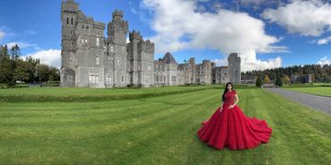 Exquisite Red Ball Gown for Natalia at Ashford Castle, Ireland Photo Shoot By Bradford Rowley