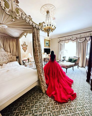 Exquisite Red Ball Gown for Natalia at Ashford Castle, Ireland Photo Shoot By Bradford Rowley