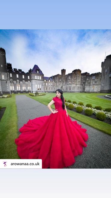 Exquisite Red Ball Gown for Natalia at Ashford Castle, Ireland Photo Shoot By Bradford Rowley