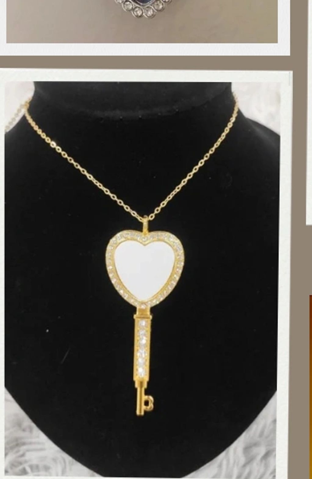 Heart key bling necklace 
