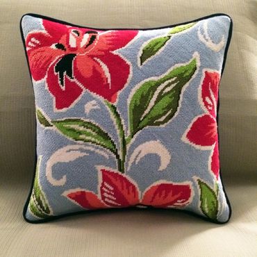 Example of finishing a needlepoint pillow with self welting
