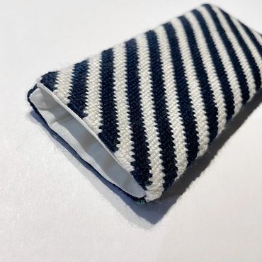example of finishing a two sided needlepoint eyeglasses case with no trim