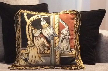 Tassel Needlepoint pillow with fringe