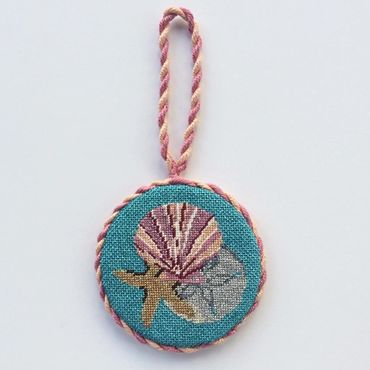 A day at the beach - needlepoint ornament  stitched and finished to mark a special day. 
