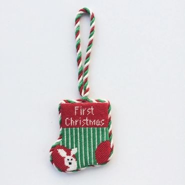 Baby's First Christmas Mini Needlepoint Stocking Ornament :  Celebrate life's special moments.