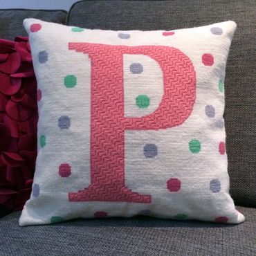 Example of needlepoint pillow finishing using a a knife edge