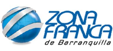 Logo of Zona Franca de Barranquilla with a blue globe and silver bands.