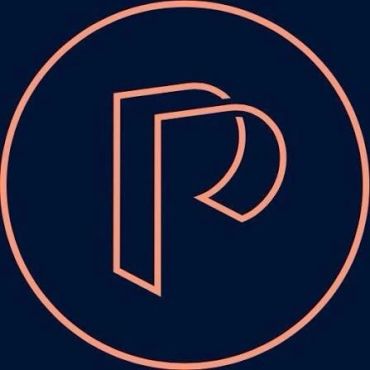 Minimalist logo with stylized letter P inside a circle.