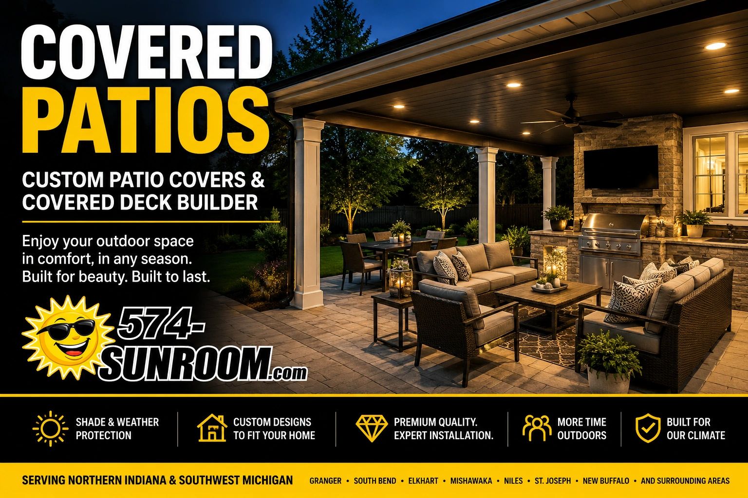 Custom Covered Patio & Patio Cover Builder | 574SUNROOM