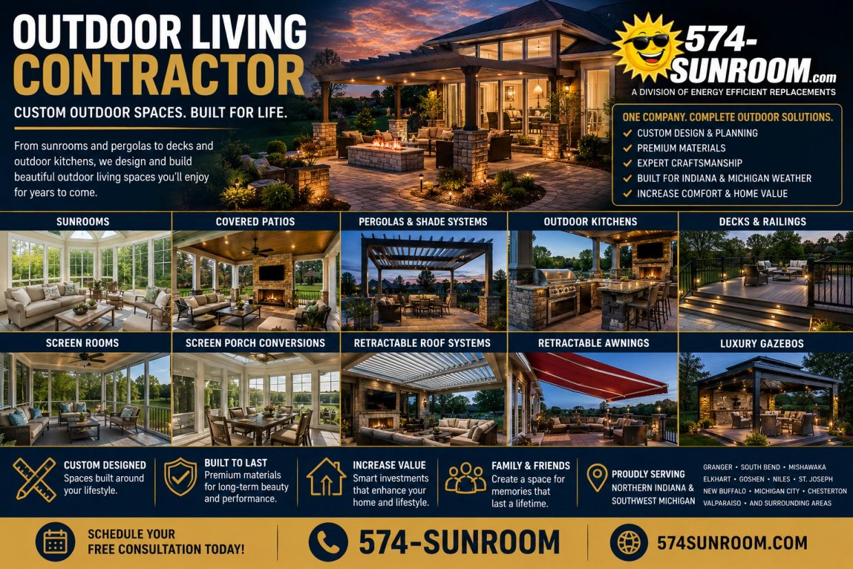 Custom outdoor living spaces by 574-SUNROOM.