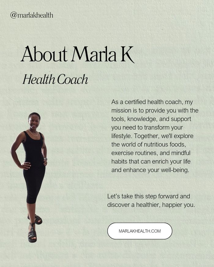 Certified health coach Marla K offers tools and support for a healthier lifestyle.