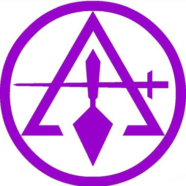 Purple logo featuring A+, a trowel, and a circle.