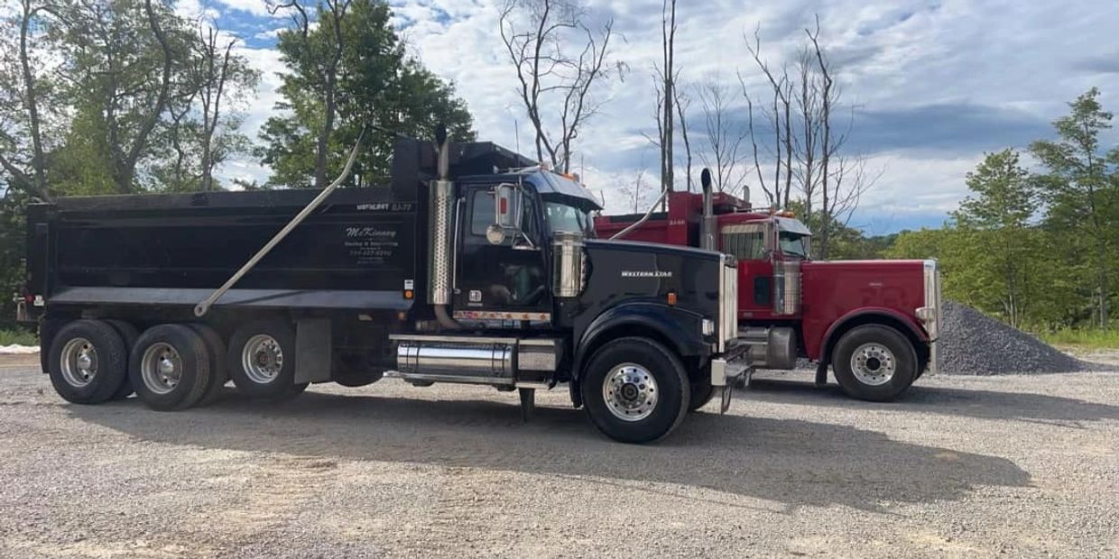 Large trucks for hauling Limestone, Gravel, Topsoil, Sand, Fill Dirt