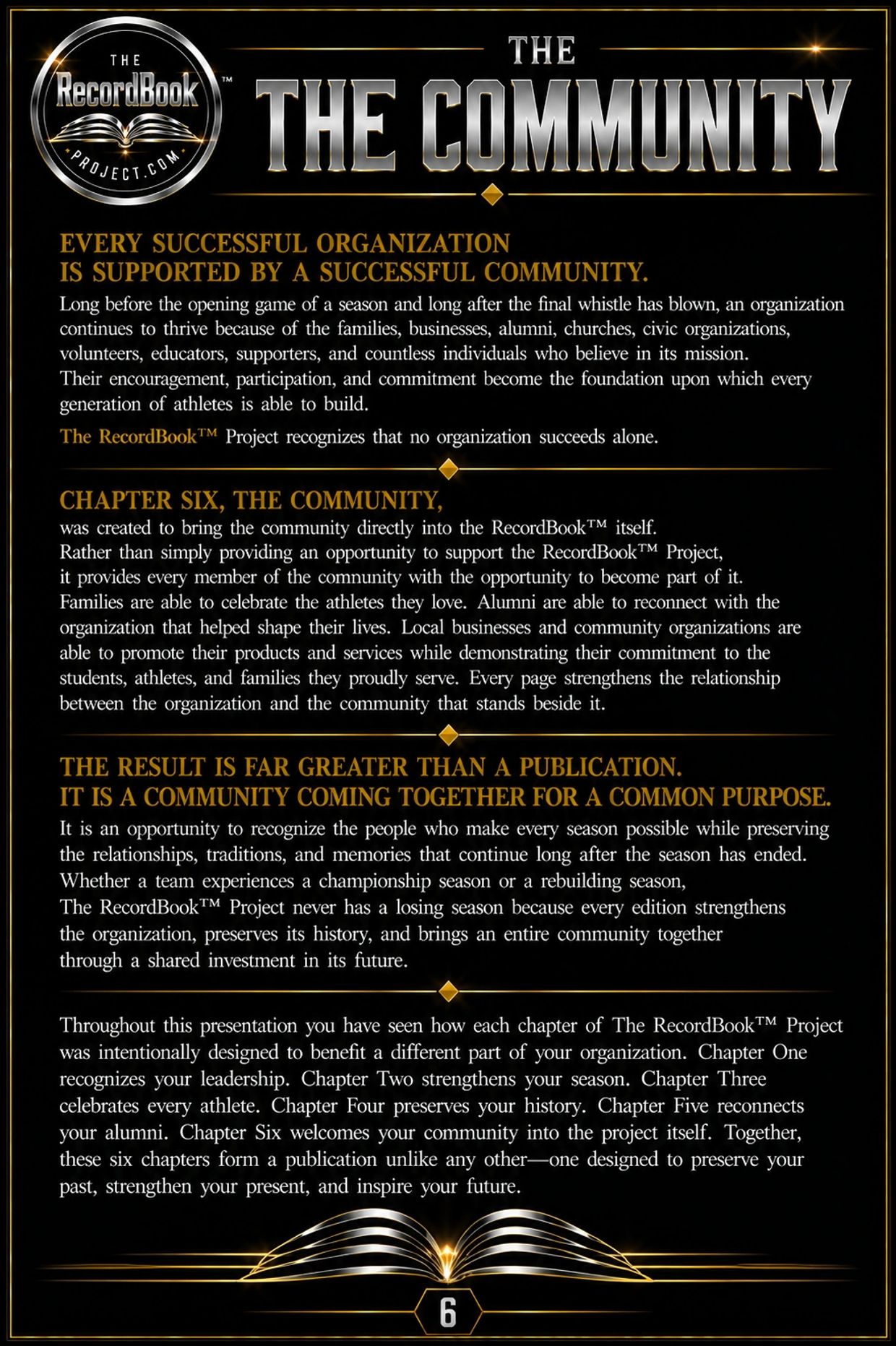Description of The RecordBook™ Project's community support and purpose.