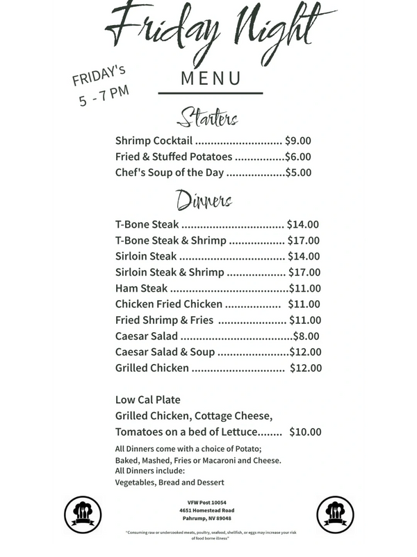 VFW Menus