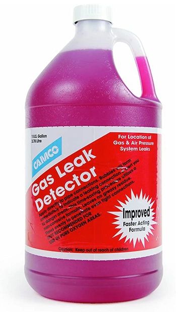 Close up image of gas leak detector liquid