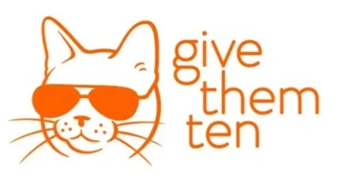 Cool cat wearing sunglasses with text 'give them ten'.