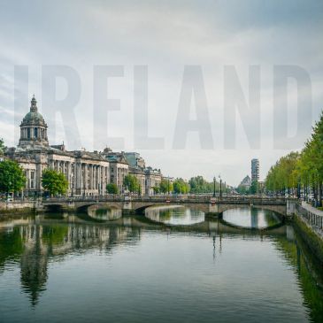 Scenic view of a bridge over a river in Ireland.