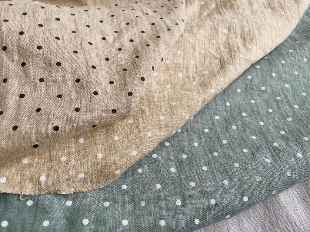 Different colour (undyed natur, cloudy turquoise) soft linen fabric by LinenOholic.