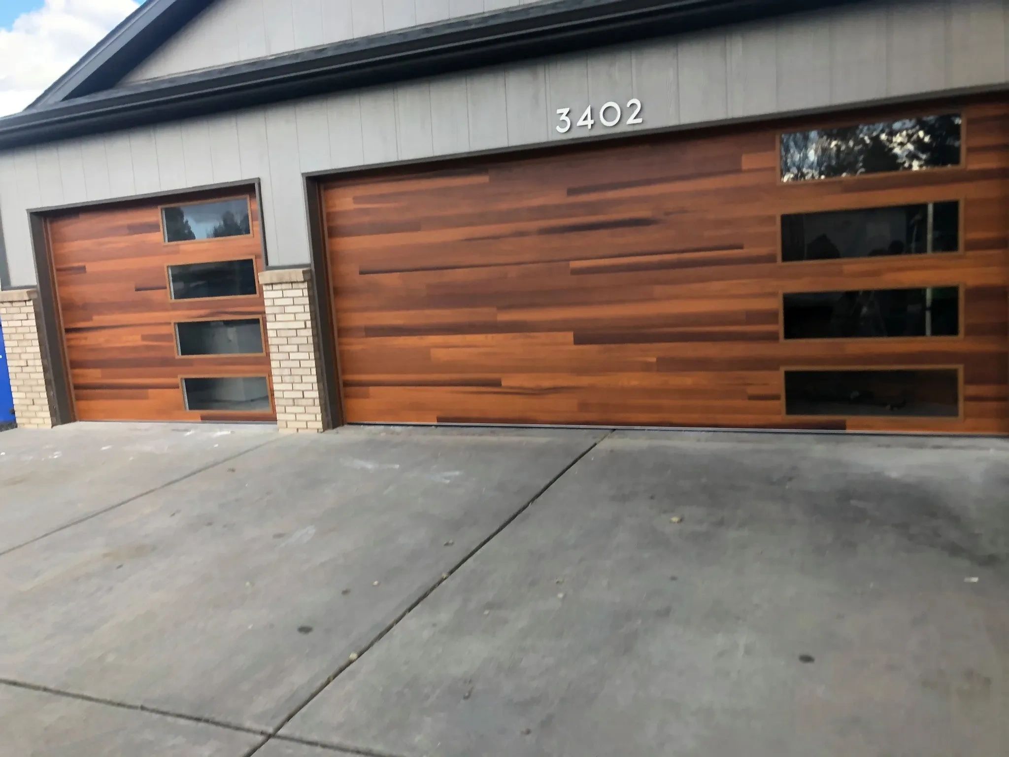 Custom garage door with windows