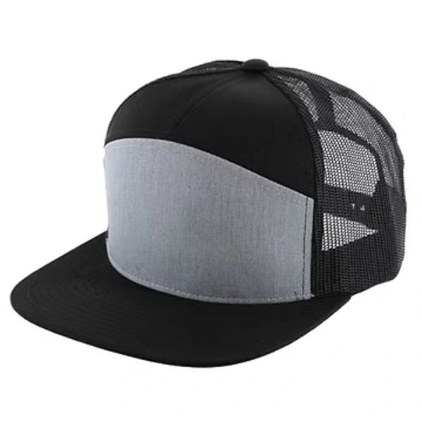 Black and gray mesh trucker cap.