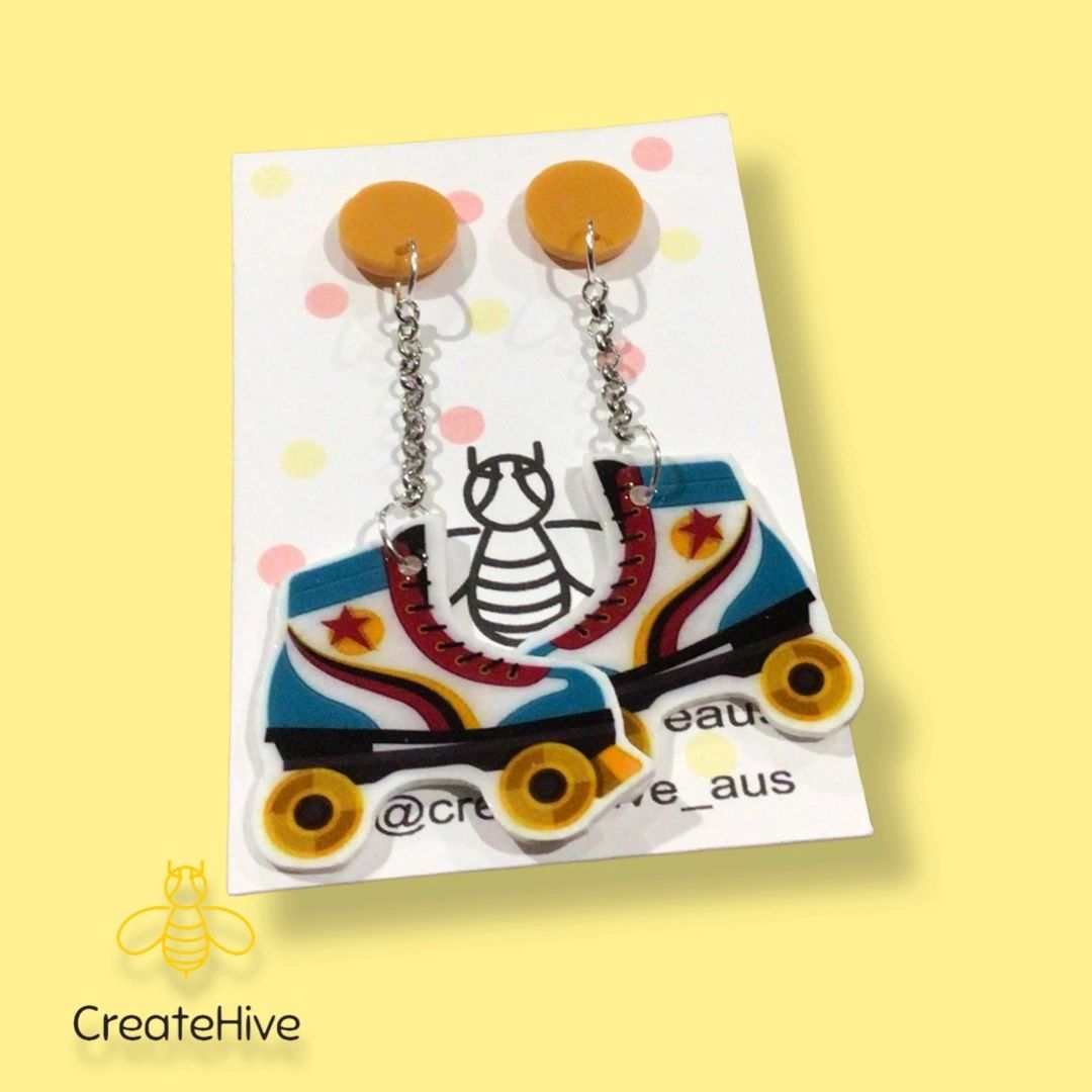 Roller Skate Dangle Earrings, Unique Gift, Personalised and Customised Gift