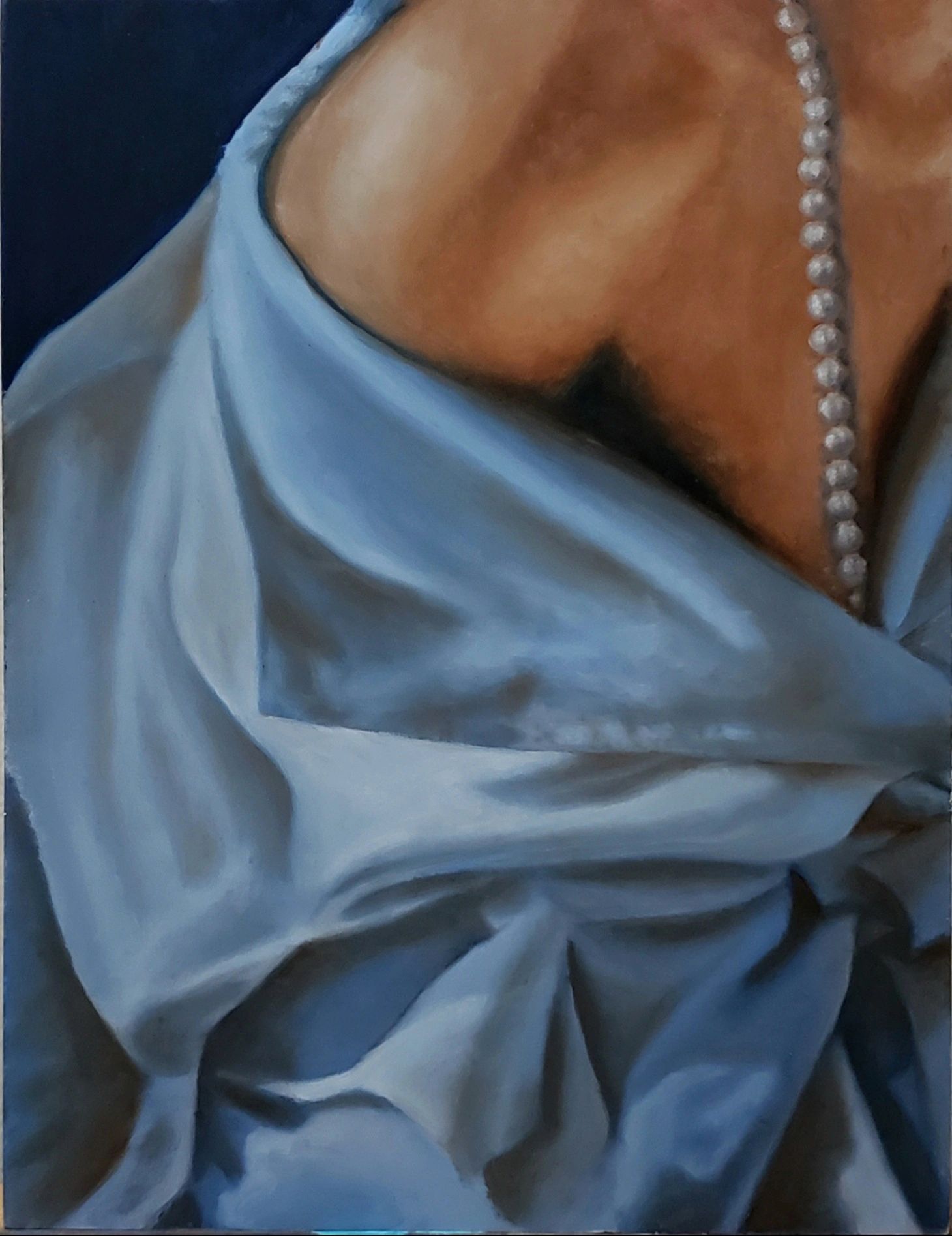 Lady in pearls 9"x12" oil on board 