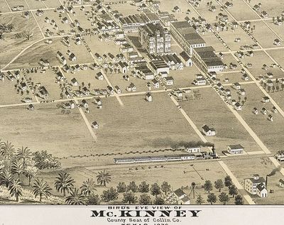 Aerial view of McKinney by D. D. Morse. (active 1870s). - Wikimedia Commons