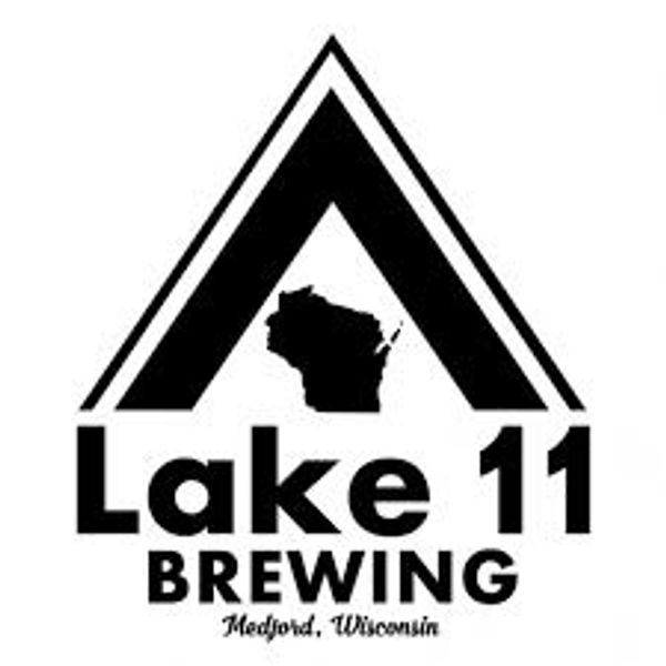 Logo of Lake 11 Brewing in Medford, Wisconsin with a triangular design.