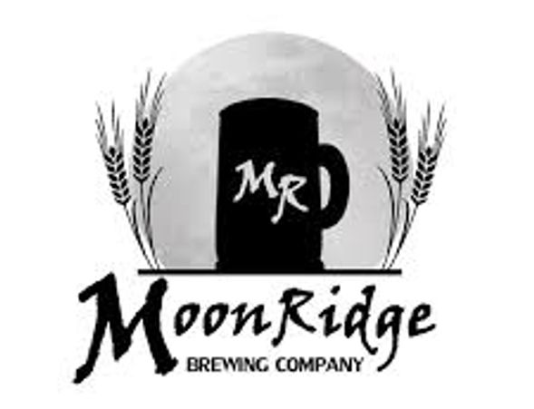 Logo of MoonRidge Brewing Company with a beer mug and wheat design.