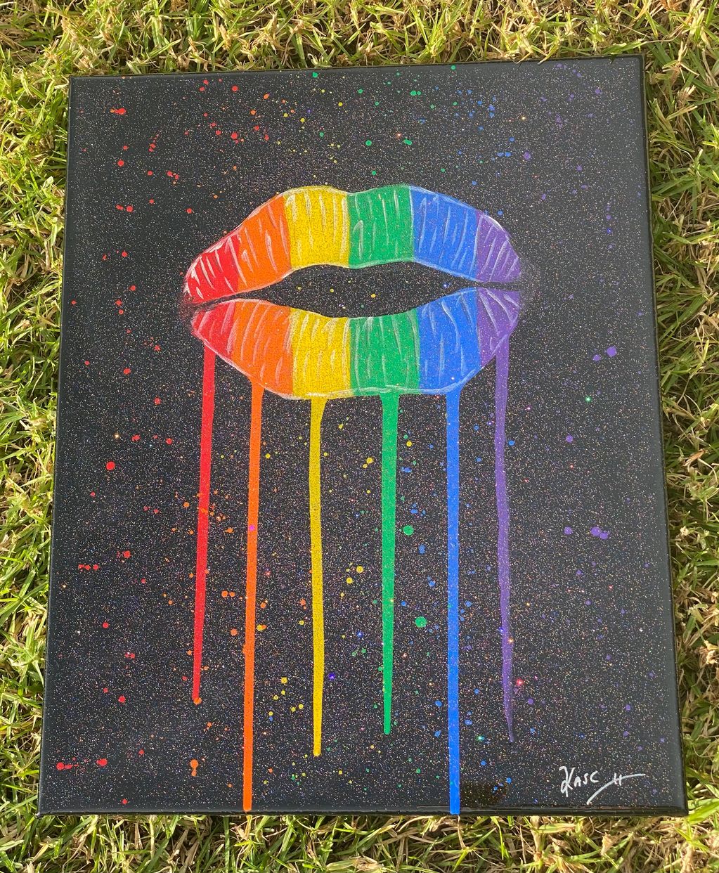 Rainbow Drip Lips with Glitter Resin

