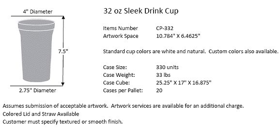 Smooth Colored Cup - 32 oz.