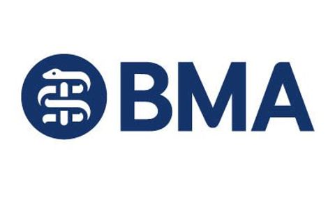 Logo with stylized snake and letters BMA.