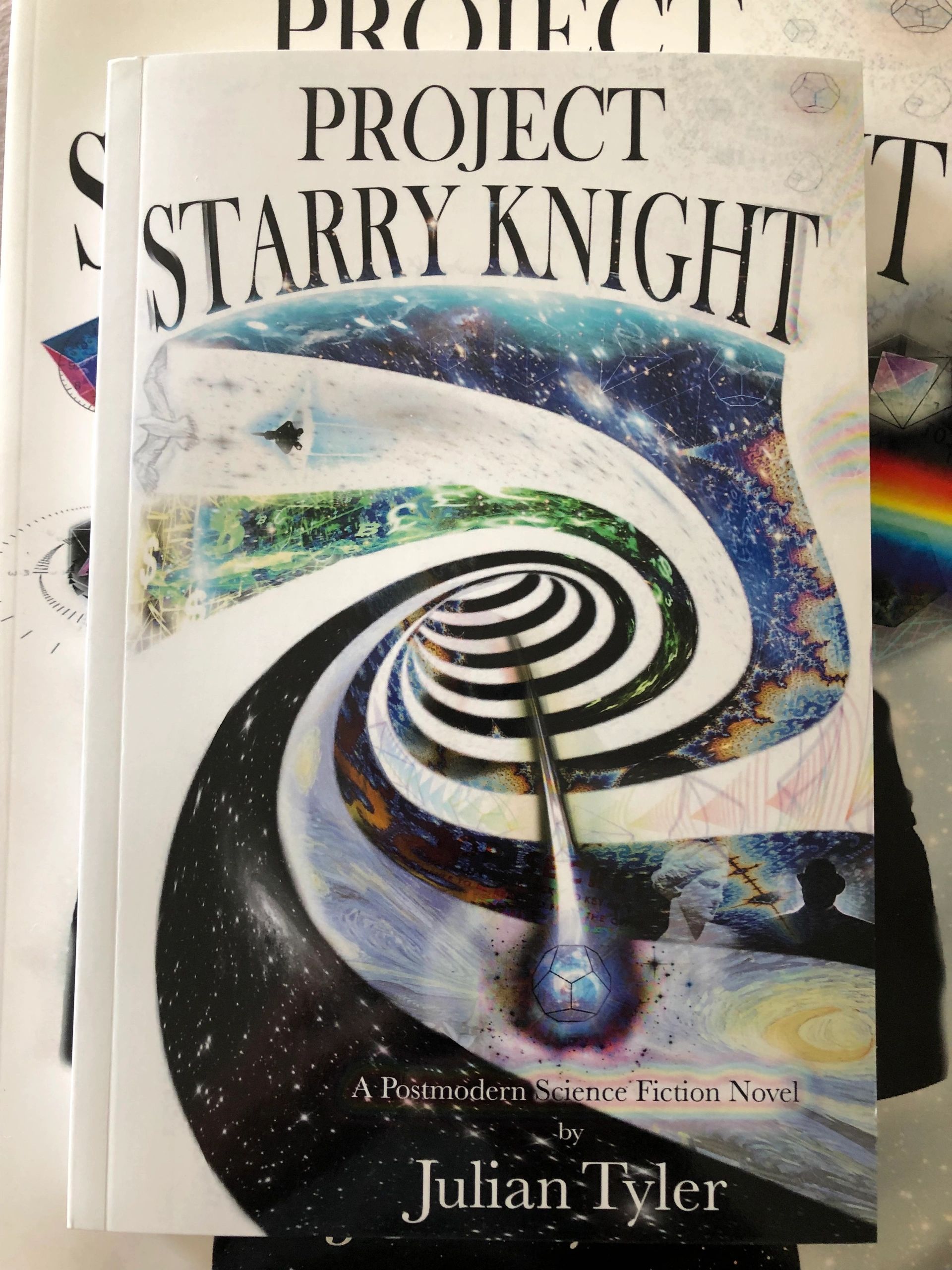 Cover of 'Project Starry Knight' by Julian Tyler, a postmodern sci-fi novel.