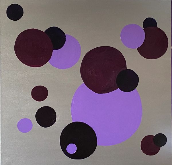 purple on silver acrylic on canvas