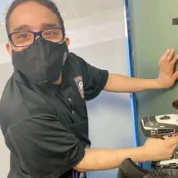 Boy wearing mask