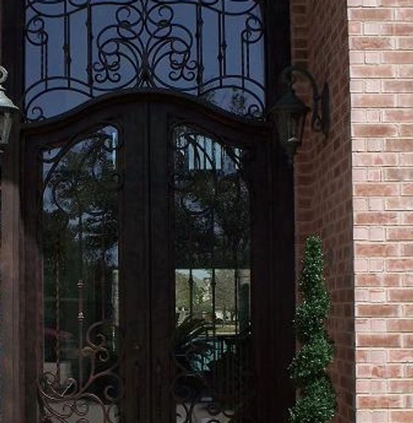 10' Custom Double Iron Doors with built in 6' Transom - Front Entryway Installed 02/28/2011