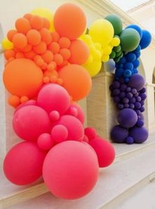 Colorful balloon arch with rainbow colors.