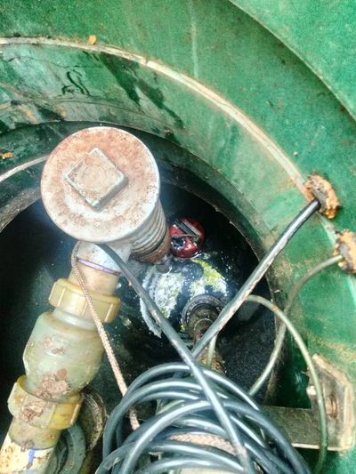 A septic thank system with a effluent pump that had just been cleaned.
