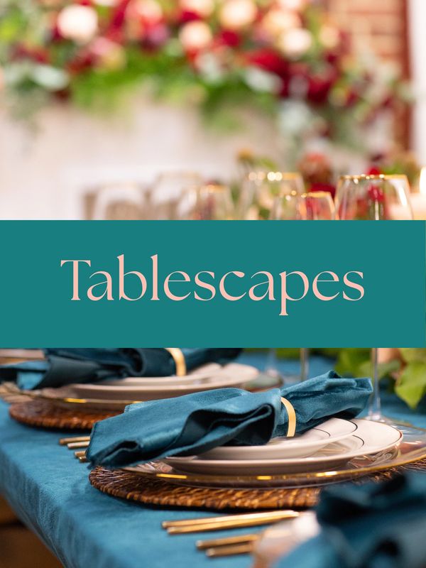 Tablescape design by Colleen Adele Events in DMV with florals, fine details, and custom event decor.