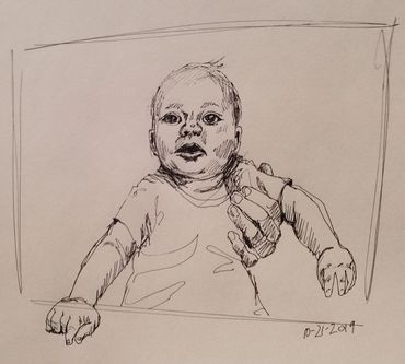 Baby Julia; pen and ink