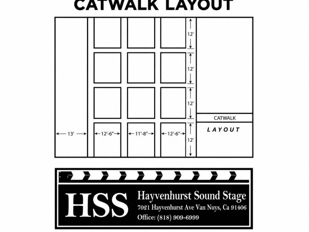 Floor plan diagram of Hayvenhurst Sound Stage catwalk layout.