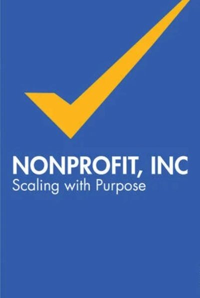 This is the cover for Nonprofit, Inc. It has a blue cover with a large yellow check over the title. 