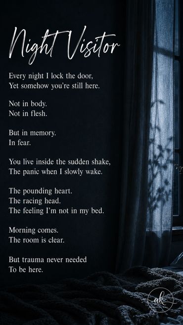 Dark fine art  digital artwork capturing the invisible presence trauma leaves behind.